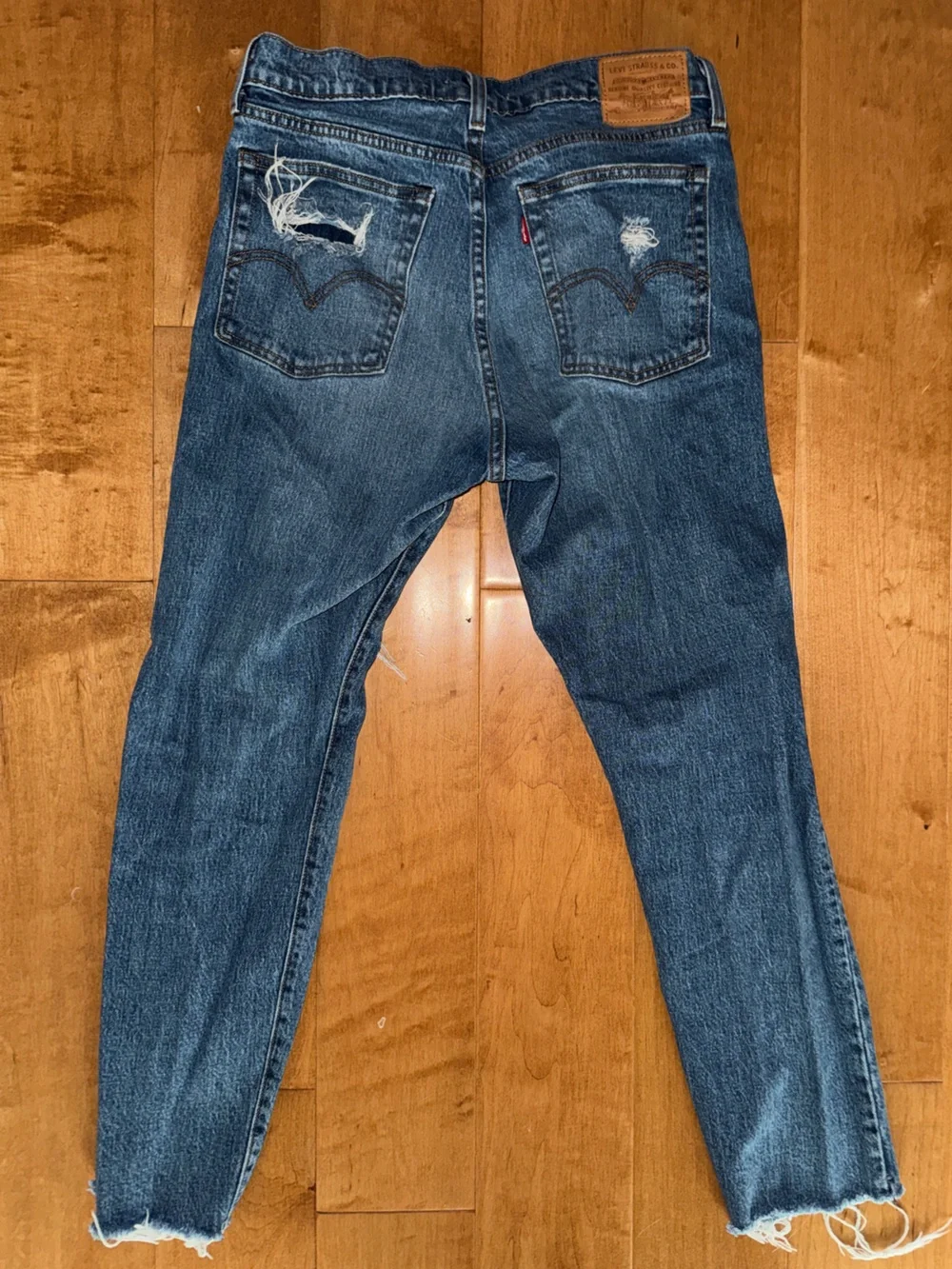 Levi’s Wedgie Full Length Ripped Jeans Cotton Medium Wash High Waist Straight - Picture 8 of 11